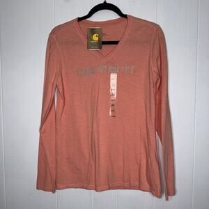 Carhartt Women’s Coral Long Sleeve Top V Neck Size S 4-6 NWT